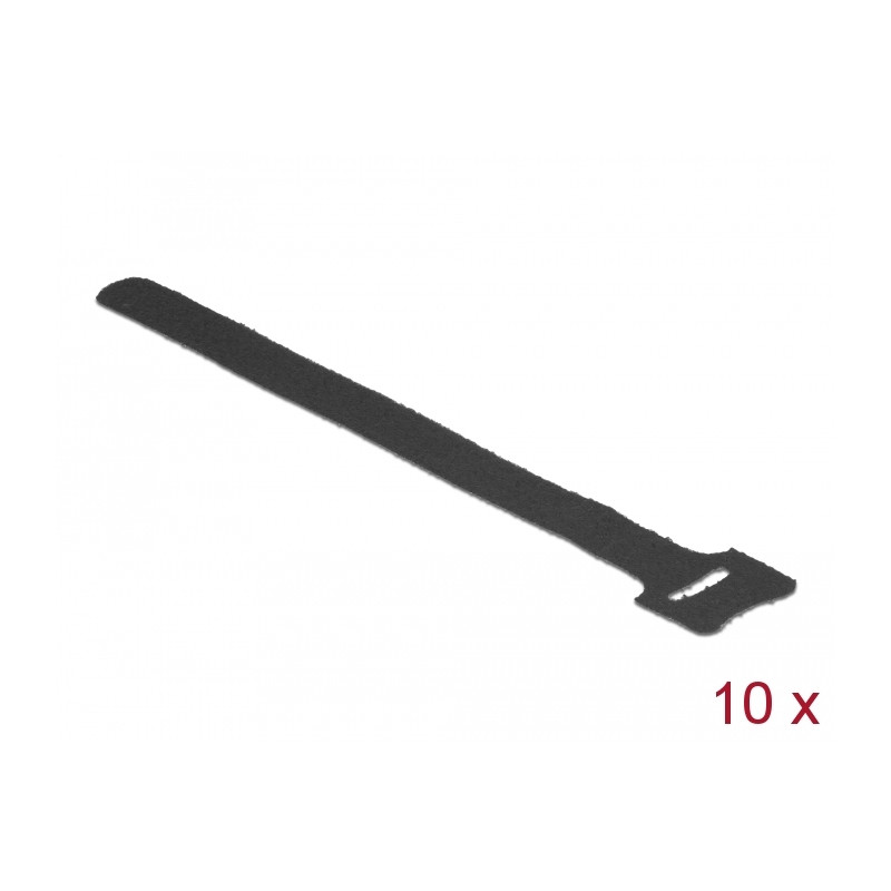 Delock Klett-Kabelbinder L 200 mm x B 12 mm 10 Stück schwarz