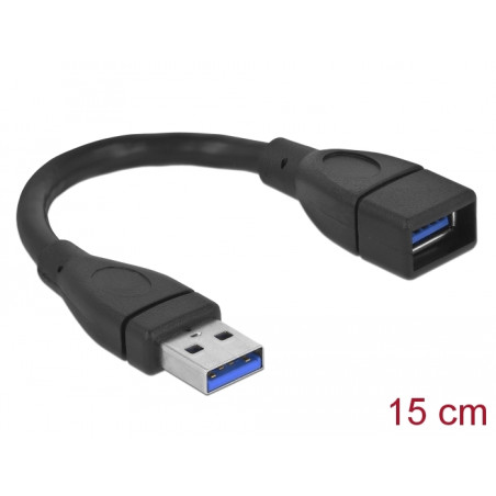 Delock USB 5 Gbps Verlängerungskabel Typ-A Stecker zu USB 5 Gbps Typ-A Buchse 15 cm schwarz