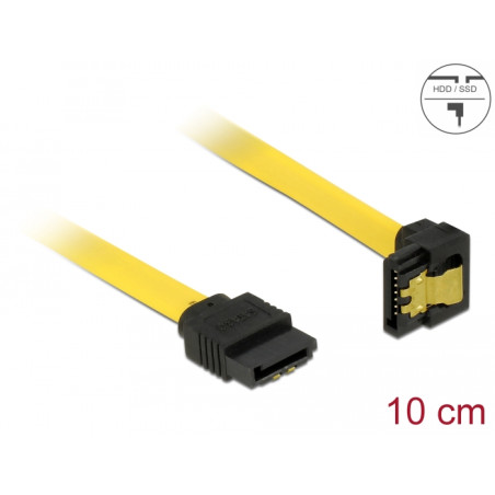Delock SATA 6 Gb/s Kabel gerade auf unten gewinkelt 10 cm gelb