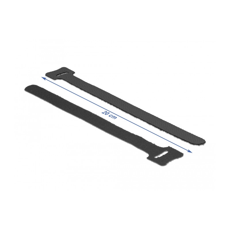 Delock Klett-Kabelbinder L 200 mm x B 12 mm 10 Stück schwarz