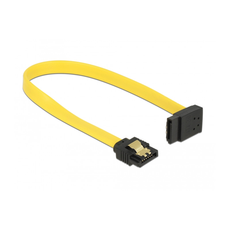 Delock SATA 6 Gb/s Kabel gerade auf oben gewinkelt 20 cm gelb