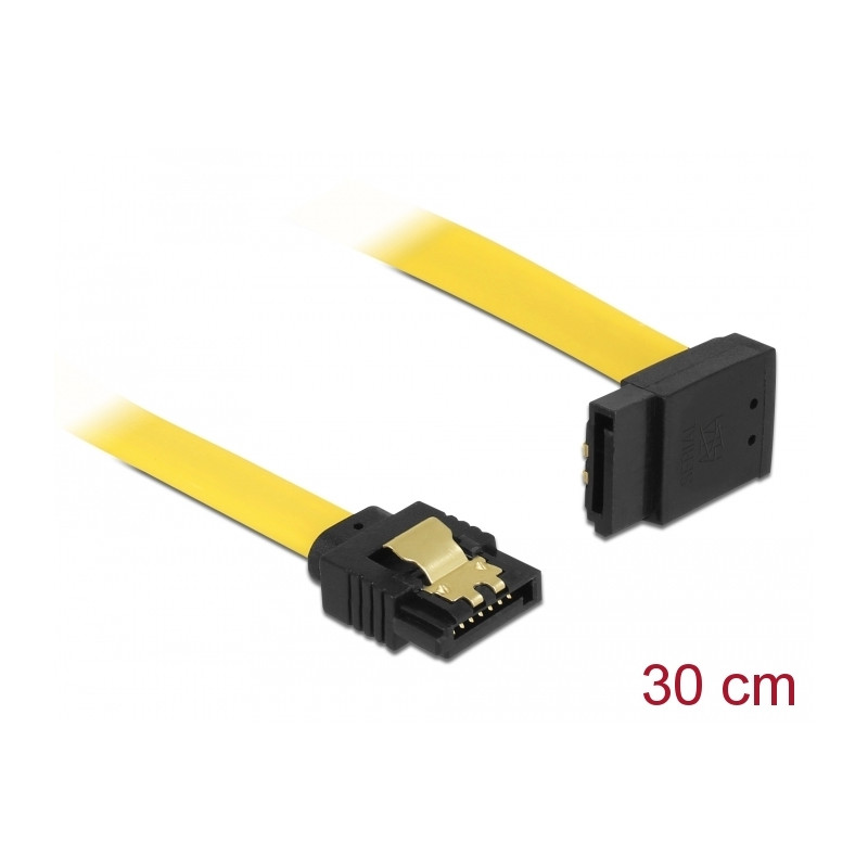 Delock SATA 6 Gb/s Kabel gerade auf oben gewinkelt 30 cm gelb