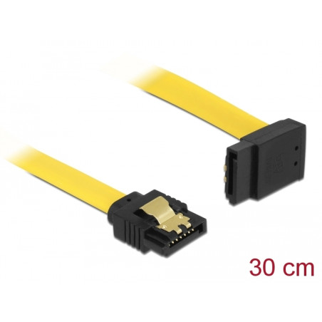 Delock SATA 6 Gb/s Kabel gerade auf oben gewinkelt 30 cm gelb