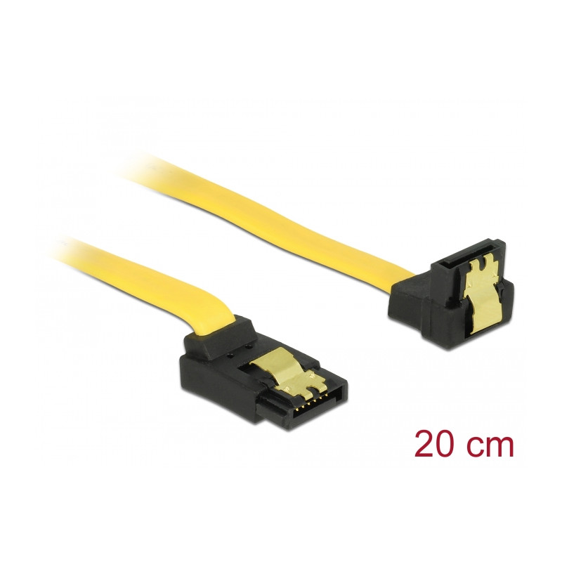 Delock SATA 6 Gb/s Kabel oben gewinkelt auf unten gewinkelt 20 cm gelb