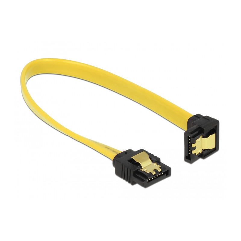 Delock SATA 6 Gb/s Kabel oben gewinkelt auf unten gewinkelt 20 cm gelb