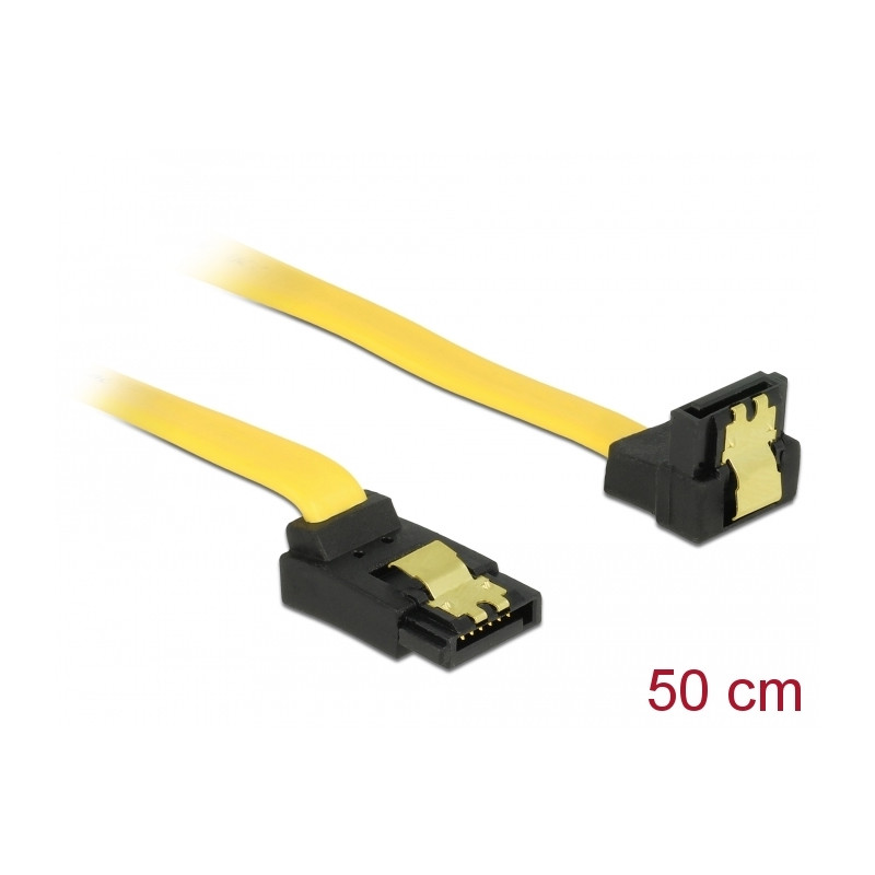 Delock SATA 6 Gb/s Kabel oben gewinkelt auf unten gewinkelt 50 cm gelb