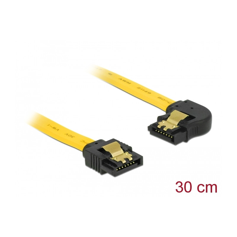 Delock SATA 6 Gb/s Kabel gerade auf links gewinkelt 30 cm gelb