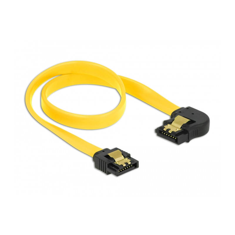 Delock SATA 6 Gb/s Kabel gerade auf links gewinkelt 30 cm gelb