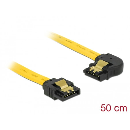 Delock SATA 6 Gb/s Kabel gerade auf links gewinkelt 50 cm gelb