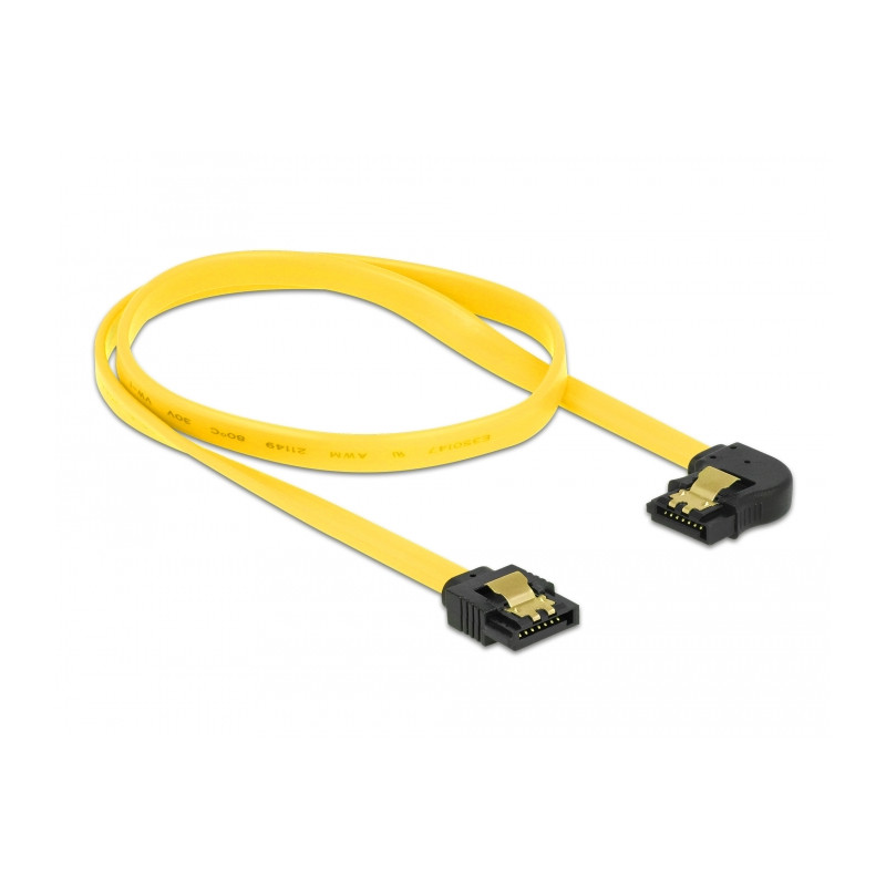 Delock SATA 6 Gb/s Kabel gerade auf links gewinkelt 50 cm gelb