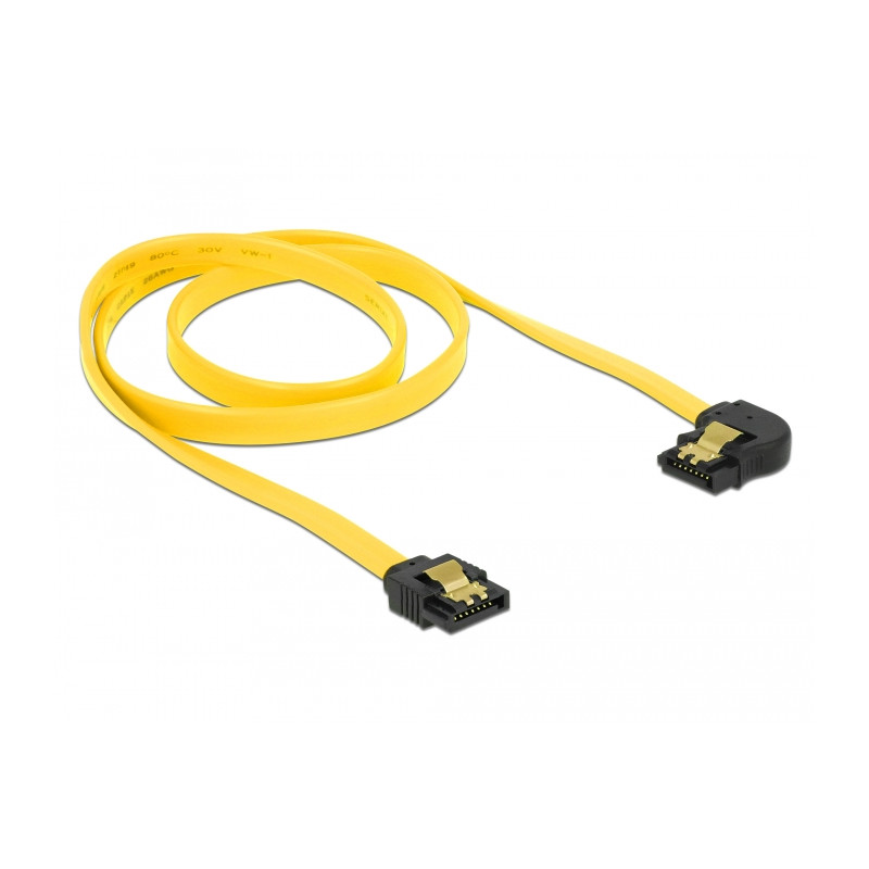 Delock SATA 6 Gb/s Kabel gerade auf links gewinkelt 70 cm gelb