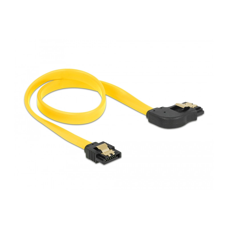 Delock SATA 6 Gb/s Kabel gerade auf rechts gewinkelt 30 cm gelb