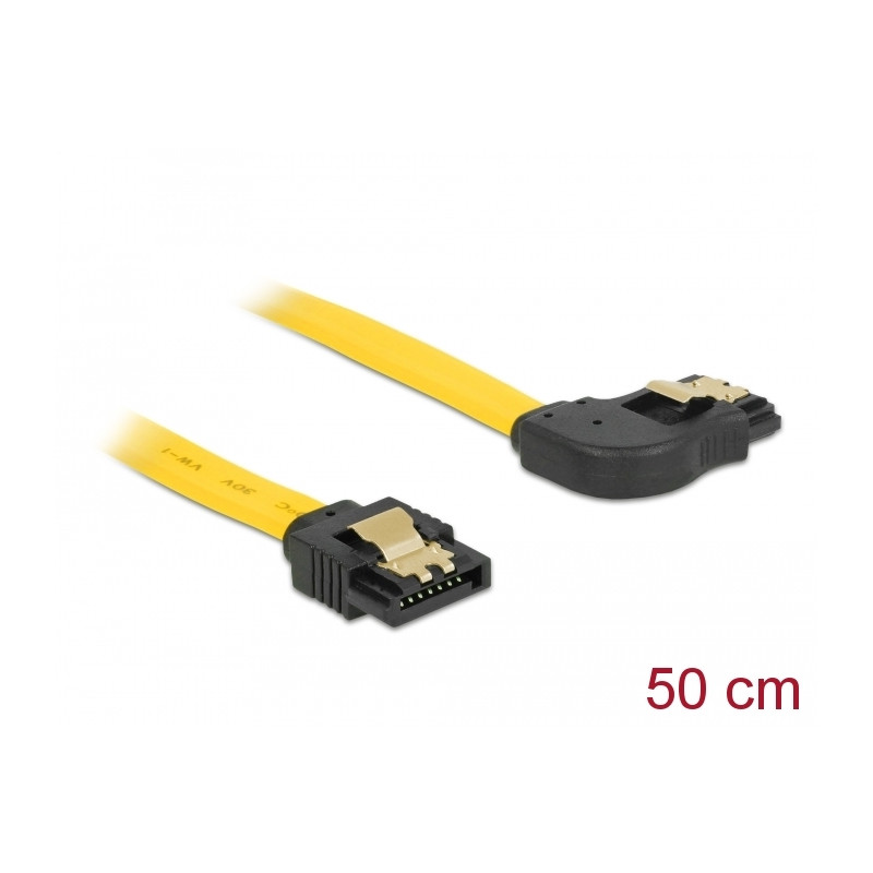 Delock SATA 6 Gb/s Kabel gerade auf rechts gewinkelt 50 cm gelb
