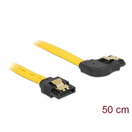 Delock SATA 6 Gb/s Kabel gerade auf rechts gewinkelt 50 cm gelb