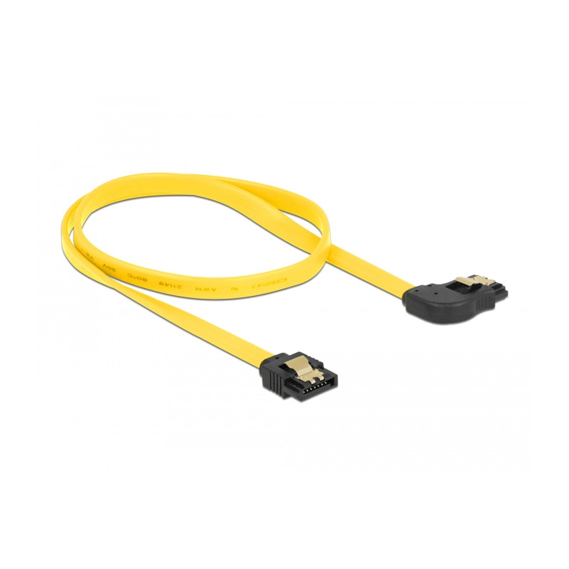 Delock SATA 6 Gb/s Kabel gerade auf rechts gewinkelt 50 cm gelb