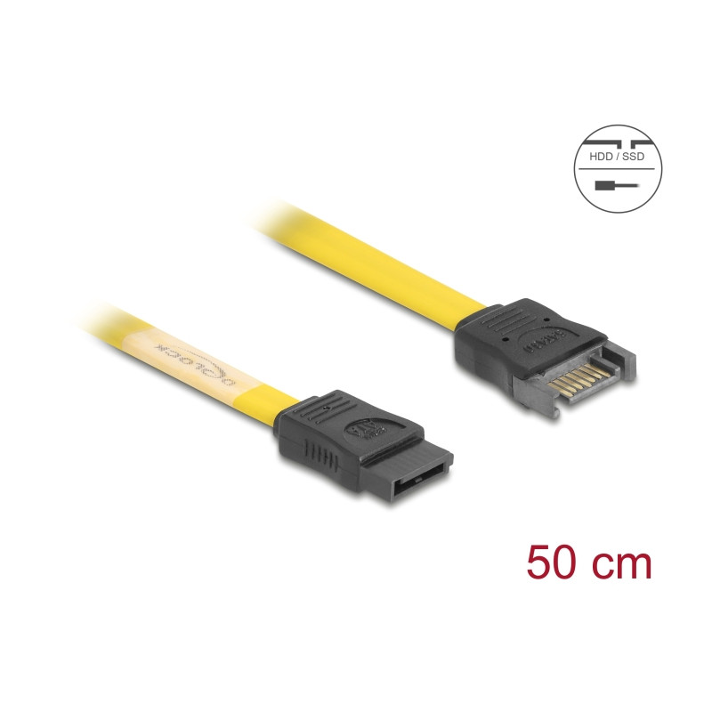 Delock SATA 6 Gb/s Verlängerungskabel 50 cm gelb