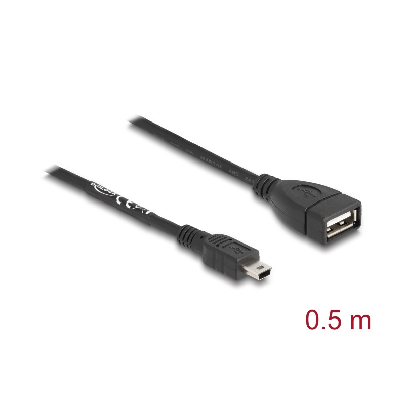 Delock USB 2.0 Kabel Typ-A Buchse zu Mini USB Stecker 0,5 m
