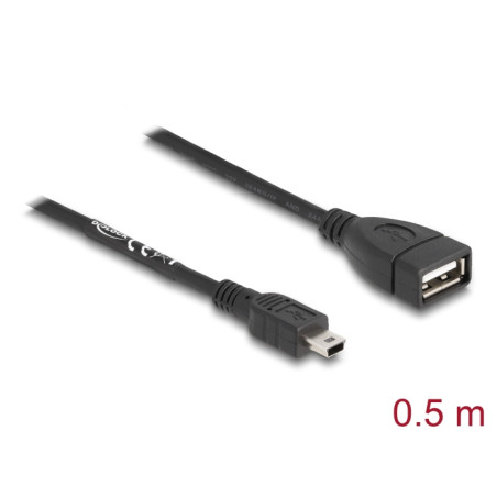 Delock USB 2.0 Kabel Typ-A Buchse zu Mini USB Stecker 0,5 m