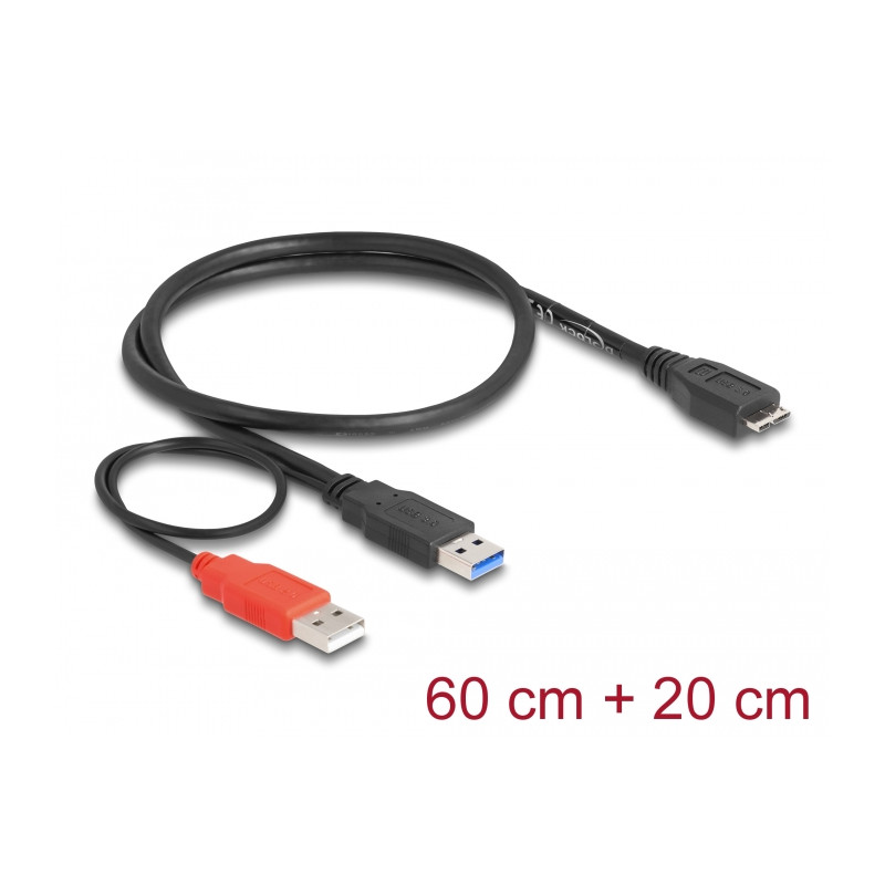 Delock USB 5 Gbps Kabel Typ-A Stecker + USB Typ-A Stecker zu USB 5 Gbps Typ Micro-B Stecker 60 cm