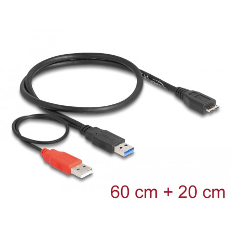 Delock USB 5 Gbps Kabel Typ-A Stecker + USB Typ-A Stecker zu USB 5 Gbps Typ Micro-B Stecker 60 cm