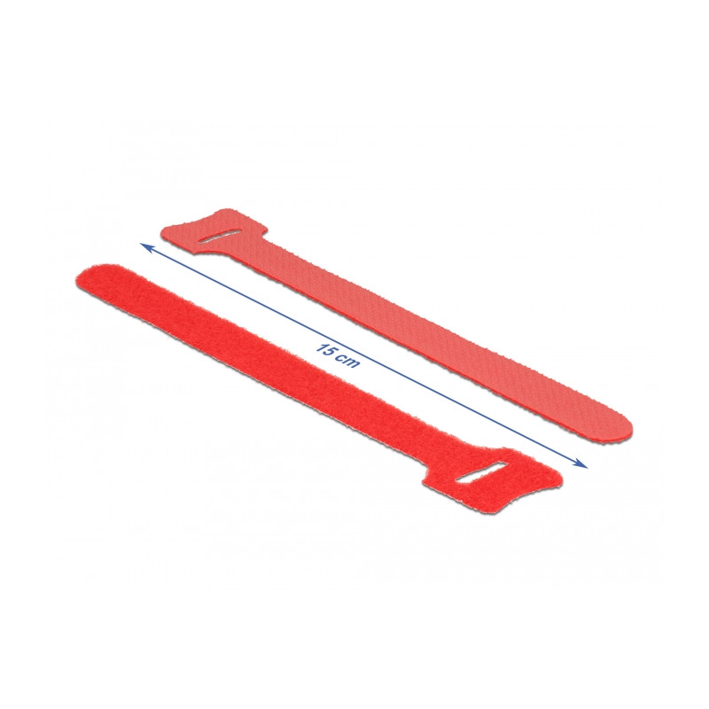 Delock Klett-Kabelbinder L 150 mm x B 12 mm 10 Stück rot