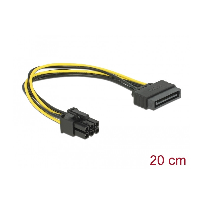 Delock Kabel Power SATA 15 Pin - 6 Pin PCI Express