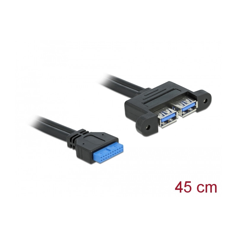 Delock USB 5 Gbps Kabel Pfostenbuchse zu 2 x USB Typ-A Buchse nebeneinander 45 cm