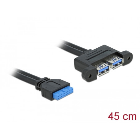 Delock USB 5 Gbps Kabel Pfostenbuchse zu 2 x USB Typ-A Buchse nebeneinander 45 cm