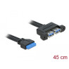 Delock USB 5 Gbps Kabel Pfostenbuchse zu 2 x USB Typ-A Buchse nebeneinander 45 cm