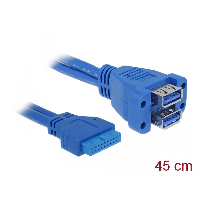 Delock Kabel USB 3.0 Pin Header Buchse zu 2 x USB 3.0-A Buchse übereinander