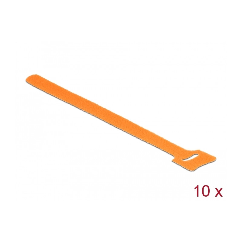 Delock Klett-Kabelbinder L 200 mm x B 12 mm 10 Stück orange