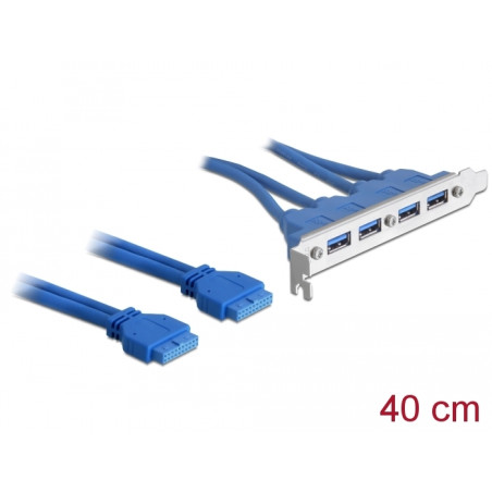 Delock Slotblech USB 3.0 Pin Header 19 Pin 2 x intern - 4 x USB 3.0-A Buchse extern