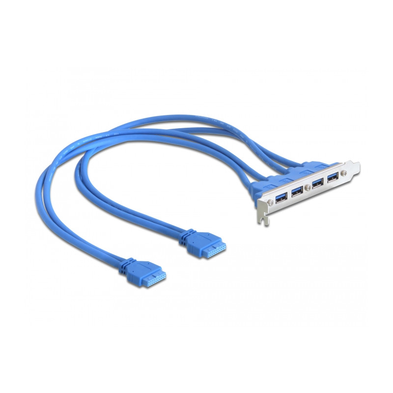Delock Slotblech USB 3.0 Pin Header 19 Pin 2 x intern - 4 x USB 3.0-A Buchse extern