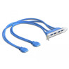 Delock Slotblech USB 3.0 Pin Header 19 Pin 2 x intern - 4 x USB 3.0-A Buchse extern