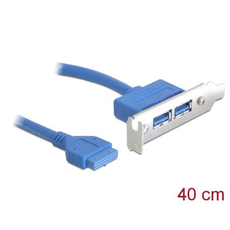 Delock Slotblech 1 x 19 Pin USB 3.0 Pfostenbuchse intern - 2 x USB 3.0 Typ-A Buchse extern Low Profile