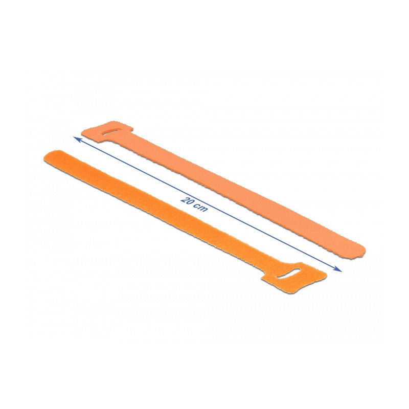 Delock Klett-Kabelbinder L 200 mm x B 12 mm 10 Stück orange