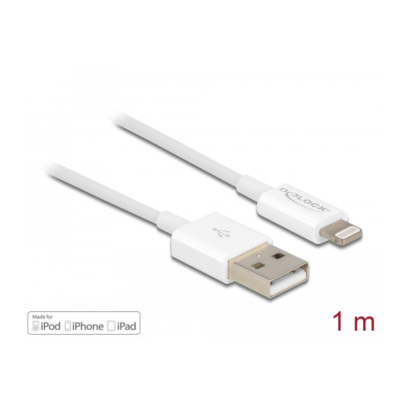 Delock USB Daten- und Ladekabel für iPhone™, iPad™, iPod™ weiß 1 m