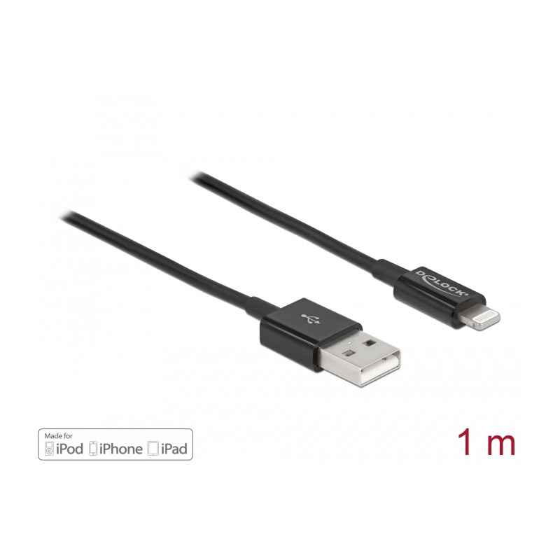 Delock USB Daten- und Ladekabel für iPhone™, iPad™, iPod™ schwarz 1 m