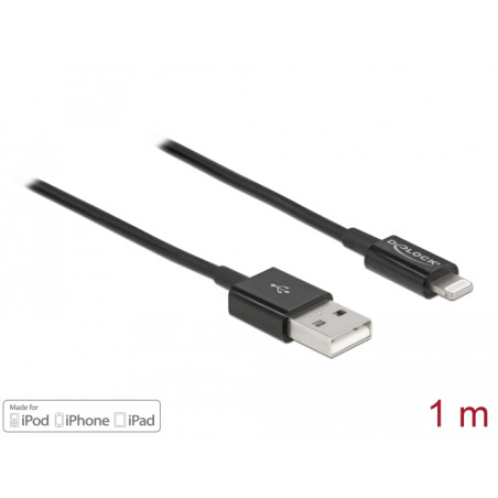 Delock USB Daten- und Ladekabel für iPhone™, iPad™, iPod™ schwarz 1 m