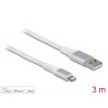 Delock USB Daten- und Ladekabel für iPhone™, iPad™, iPod™ DuPont™ Kevlar® weiß 3 m