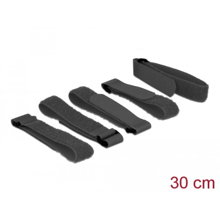 Delock Klett-Kabelbinder L 300 mm x B 20 mm 5 Stück mit Schlaufe schwarz