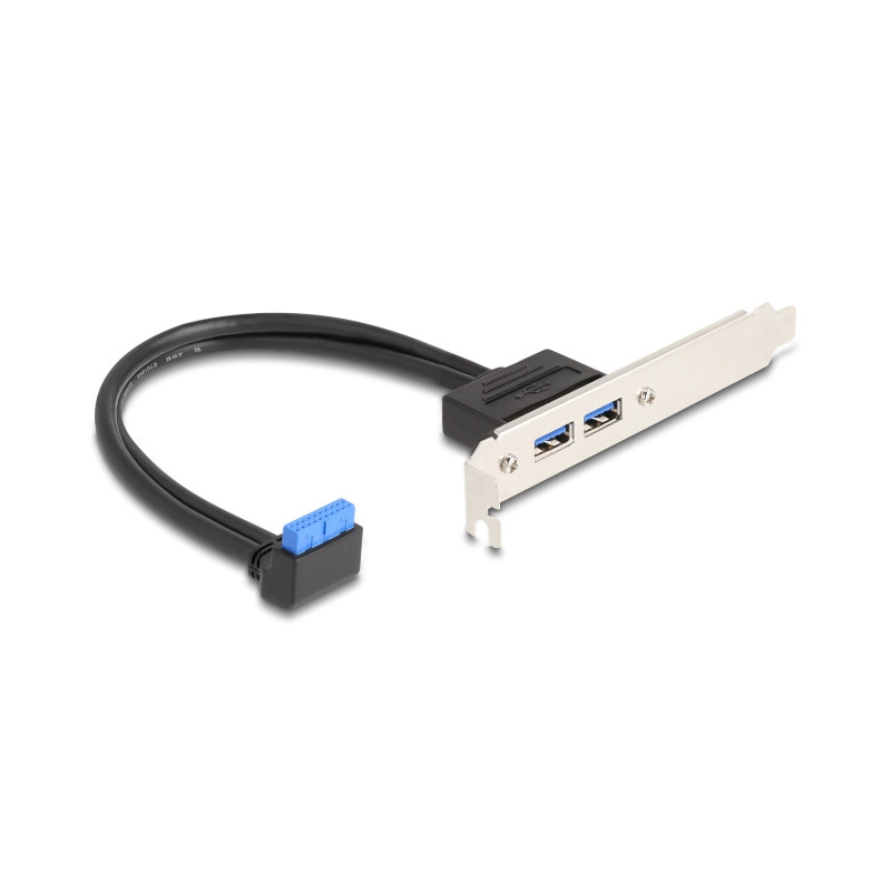 Delock Slotblech 1 x USB 5 Gbps Pfostenbuchse 90° gewinkelt zu 2 x USB 5 Gbps Typ-A Buchse 50 cm