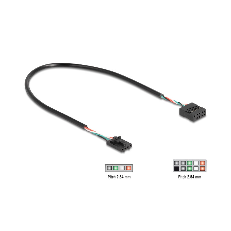 Delock Kabel USB 2.0 Pfostenbuchse 2,54 mm 4 Pin zu USB 2.0 Pfostenbuchse 2,54 mm 10 Pin 30 cm