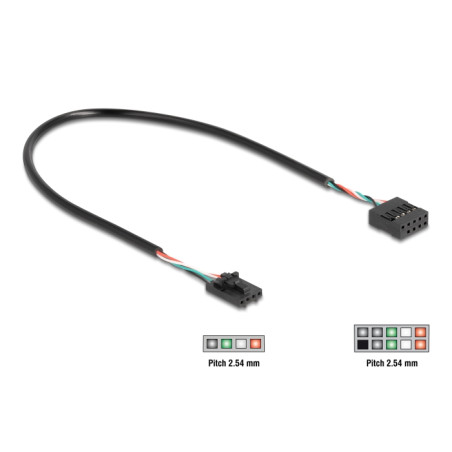 Delock Kabel USB 2.0 Pfostenbuchse 2,54 mm 4 Pin zu USB 2.0 Pfostenbuchse 2,54 mm 10 Pin 30 cm