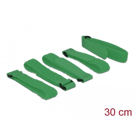 Delock Klett-Kabelbinder L 300 mm x B 20 mm 5 Stück mit Schlaufe grün