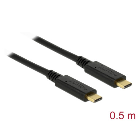 Delock USB 10 Gbps Kabel USB Type-C™ zu USB Type-C™ 0,5 m PD 3 A E-Marker