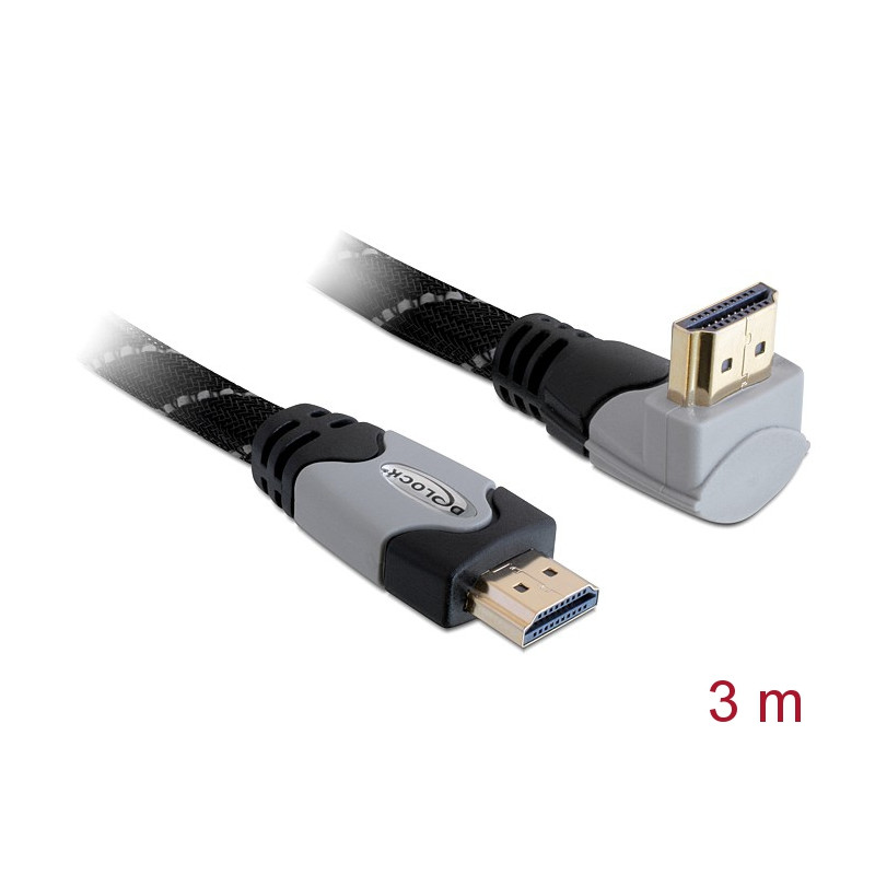 Delock Kabel High Speed HDMI mit Ethernet – HDMI A Stecker - HDMI A Stecker gewinkelt 4K 3 m