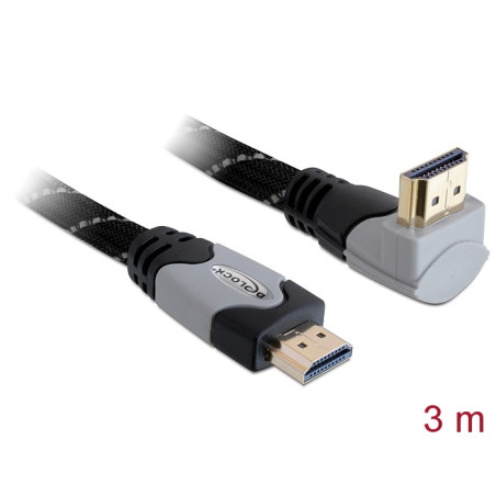 Delock Kabel High Speed HDMI mit Ethernet – HDMI A Stecker - HDMI A Stecker gewinkelt 4K 3 m