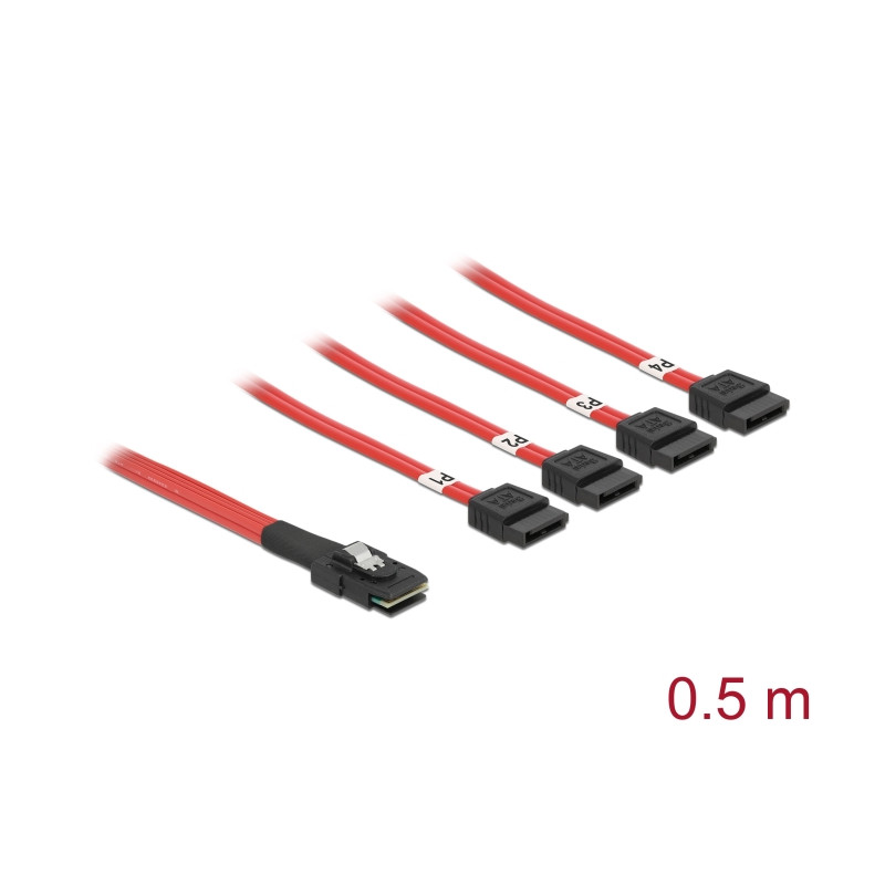 Delock Kabel Mini SAS SFF-8087 - 4 x SATA 7 Pin 0,5 m