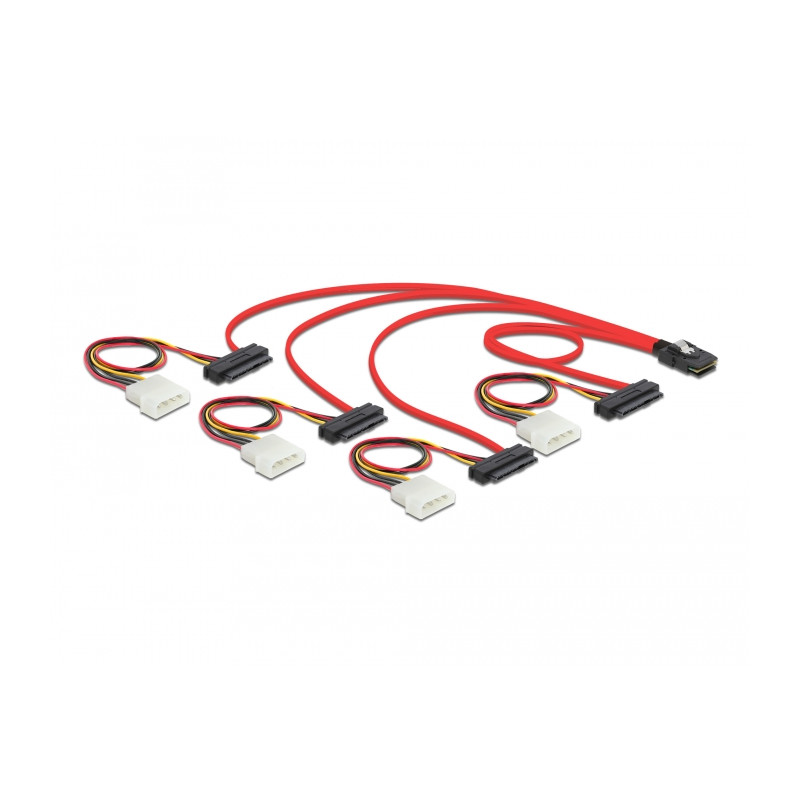 Delock Kabel mini SAS SFF-8087 - 4 x SAS SFF-8482 + Power 0,5 m